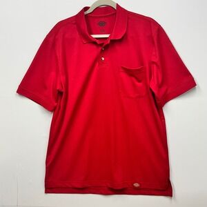 Dickies Red Polo Shirt Moisture‎ Wicking Short Sleeve Pocket Large
